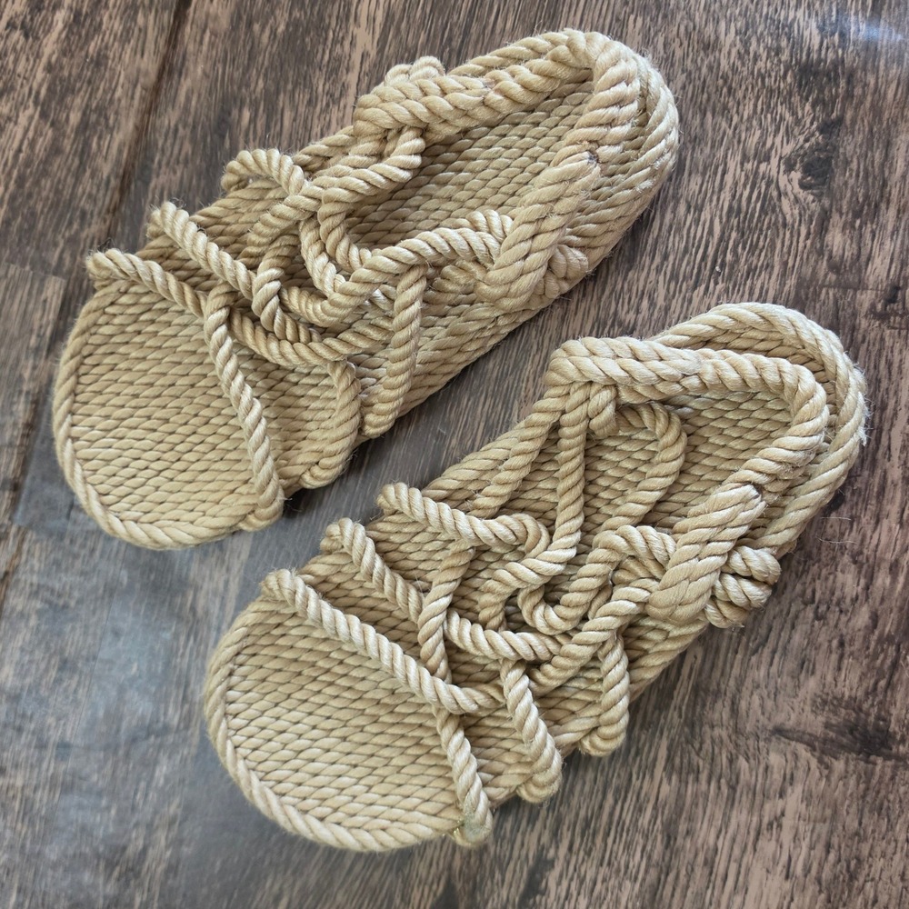 NOMADIC STATE OF MIND JC Rope Sandals Womens 9 Tan Woven Vegan Boho Strappy